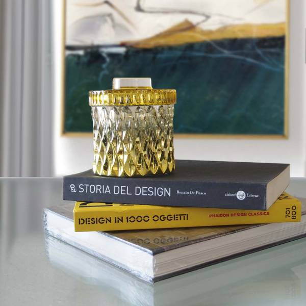 Portagioie diamond - Cristallo fiammato giallo